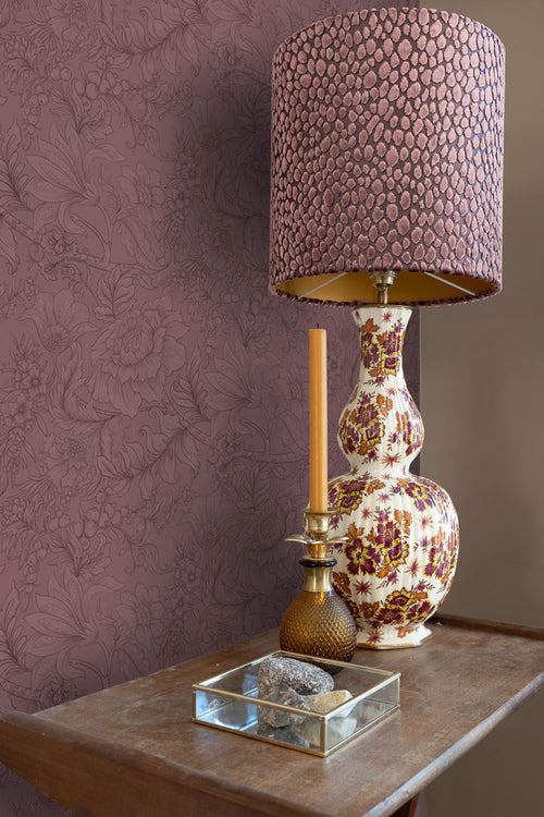 ESTAhome behang bloemmotief mauve paars - 0.53 x 10.05 m - 131856