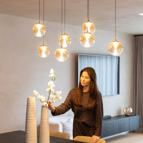 Atmooz hanglamp Monza 7 Rect. - zwart - 120 x 40 x H 167 cm - geïntegreerde led