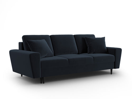 Cosmopolitan Design Slaapbank met opbergdoos Kyoto 3-zits, flueel donkerblauw - 100x235x88cm