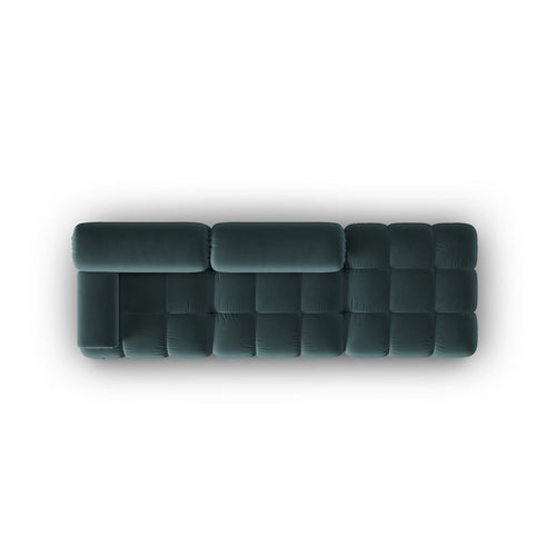 Cosmopolitan Design - Rechte modulaire bank Cortina 4-zits, flueel turkoois - 94x282x70cm