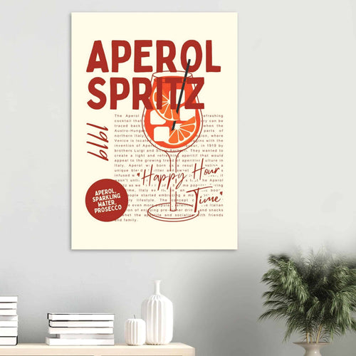 Artfulprints Poster met Lijst Aperol Spritz - Happy hour   - A4 21x29.7 cm - Rood