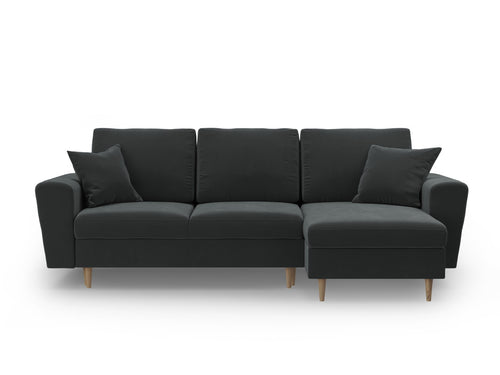 Cosmopolitan Design Omkeerbare converteerbare hoekbank met opbergdoos Kyoto 4-zits, flueel donkergrijs - 145x241x88cm