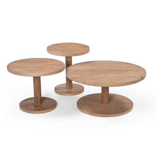 Giga Meubel Salontafel Nao - Rond - Mangohout - Set van 3