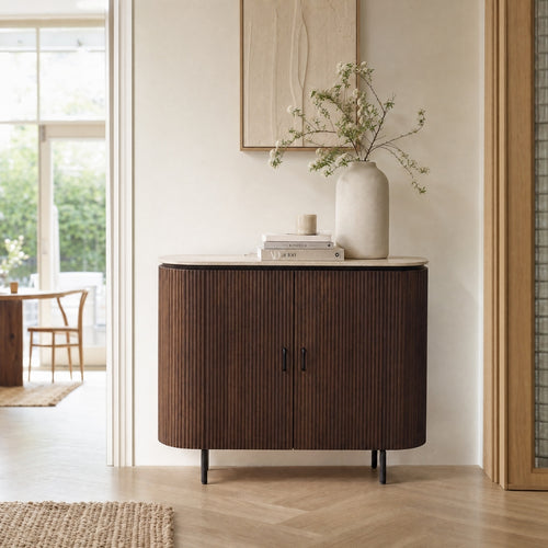 Giga Meubel Dressoir Amber - Travertin - Donkerbruin - 120cm