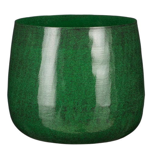 Mica Decorations Benson Bloempot - H22 x Ø24 cm - Metaal - Donkergroen - vtwonen shop