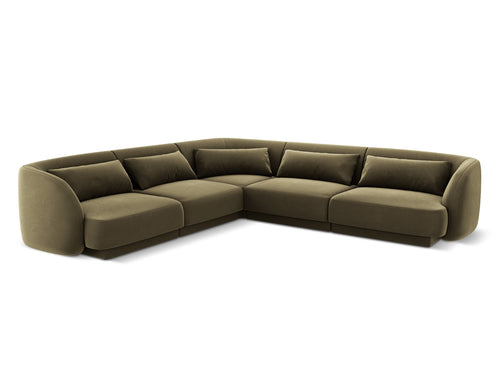 Cosmopolitan Design Symmetrische hoekbank Tulum 5-zits, flueel, groente - 255x255x70cm