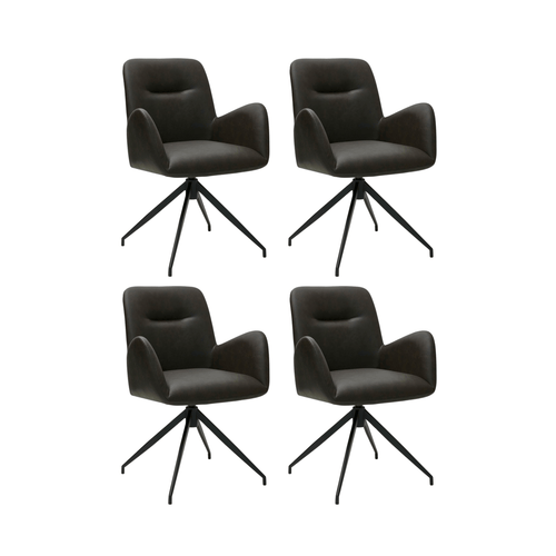 Furnhouse eetkamerstoelen armleuning Jennifer - Donkerbruin - Kunstleer - Set van 4
