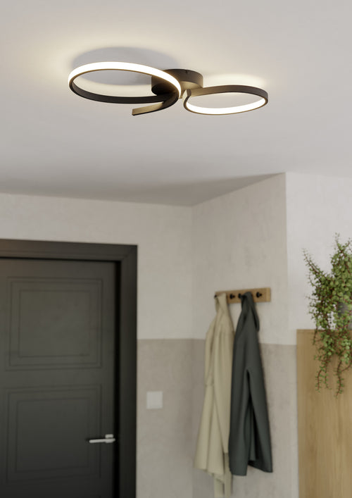 EGLO plafondlamp Serpins - led - 60 cm - zwart/wit