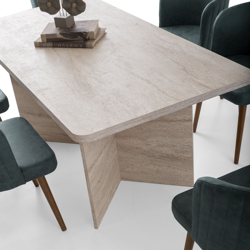 Calicosy - Eettafel zonder verlengblad - Travertijn - 90x180x77 cm