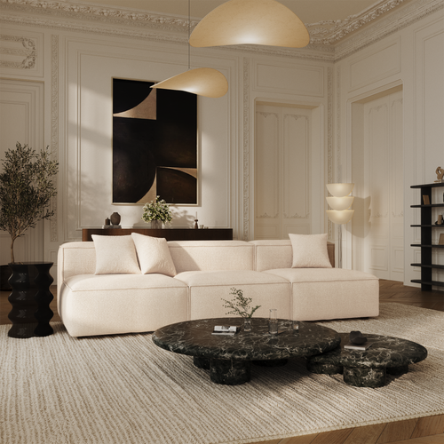 Sia Home - Modulaire bank CUBI - Chenille fluweel - Crème - 270cm