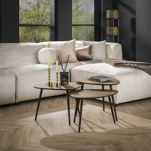 Giga Meubel Salontafel Metallic - Brons Metaal - Set van 3 - 58x43x48cm