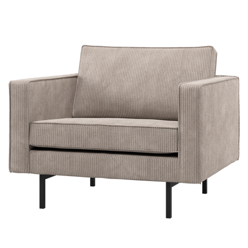 WOOOD fauteuil Rodeo - Ribstof - Donkerzand - 83x98x88 - vtwonen shop