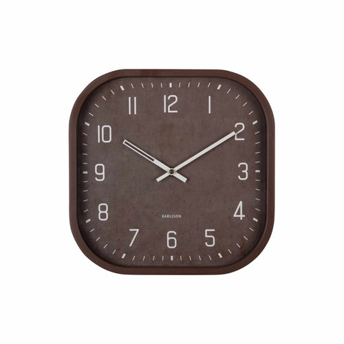 Karlsson wandklok Elemental Cuadrado - bruin - Ø30cm