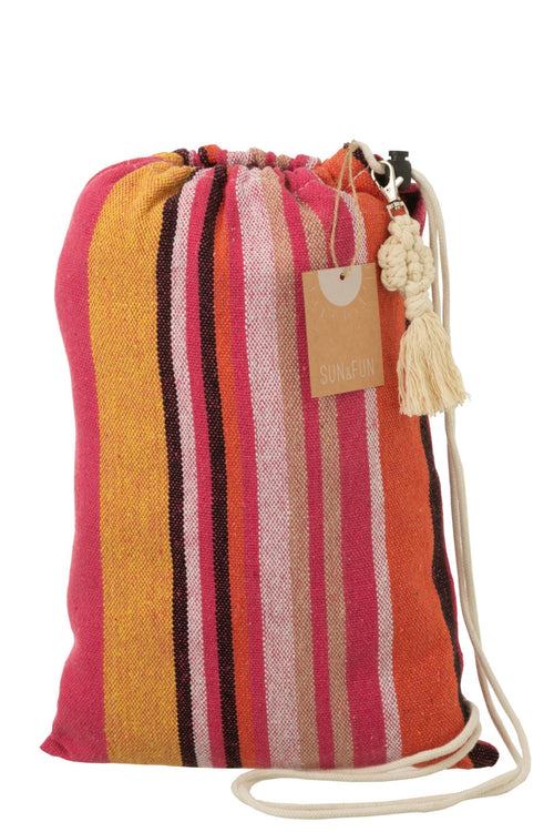 J-Line hangmat Strepen - katoen/polyester - fel roze/mix