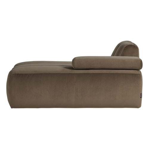 WOOOD chaise longue bank rechts Mojo - Velvet - Taupe - 74x124x162
