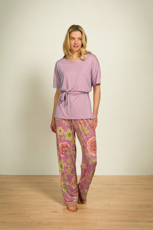 Pip Studio - Tonya Pyjama Shirt - Dames - Little Sumo Stripe - Lila - S