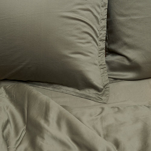 Coco & Cici - TENCEL Twill Kussensloop Olijfgroen - 1 kussensloop 50x90