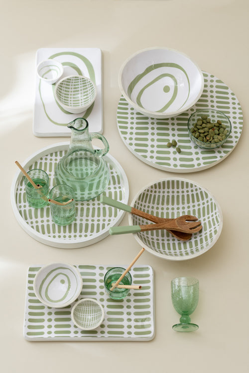 J-Line plateau Draaiend Rund - hout - wit/groen - vtwonen shop