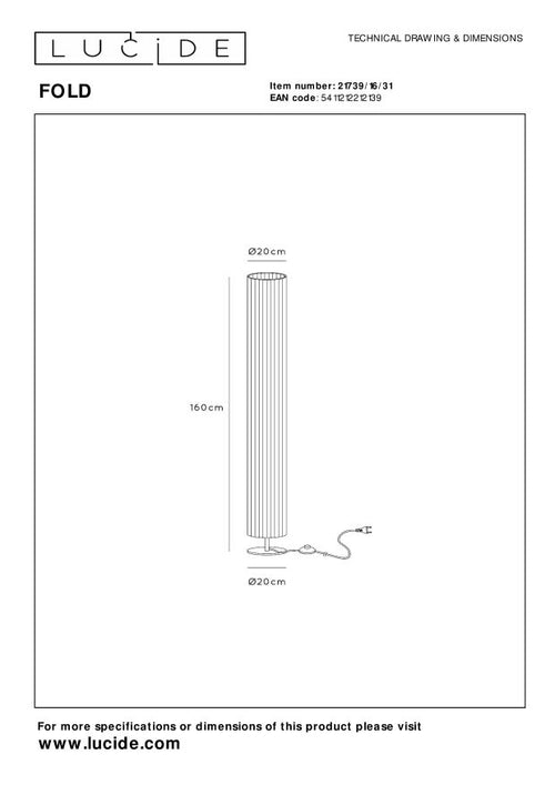 Lucide vloerlamp FOLD - 3xE27 - Wit - vtwonen shop