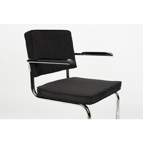 Zuiver Ridge Rib Eetkamerstoelen armleuning Zwart - Set van 2 - vtwonen shop