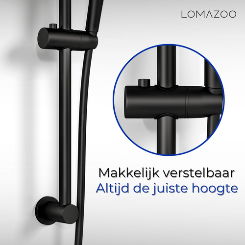 LOMAZOO regendouche Lando Premium - met thermostaatkraan - mat zwart