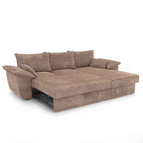 Sia Home - Rechte hoekbanken SASHA - XXL ribfluweel - Mol - 257cm - vtwonen shop