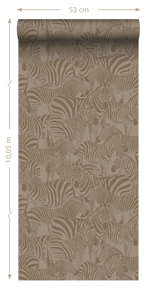 Origin Wallcoverings behang zebra's donker beige - 50 x 900 cm - 347911 - vtwonen shop