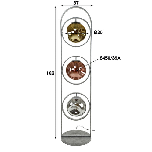 Giga Meubel Vloerlamp Stellar - Zilver Metaal - 37x160x37cm