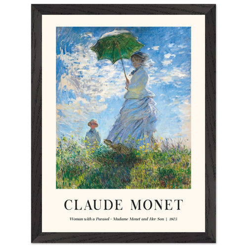 Artfulprints Poster met Lijst Claude Monet - Women with a parasol   - 30x40 cm - Blauw