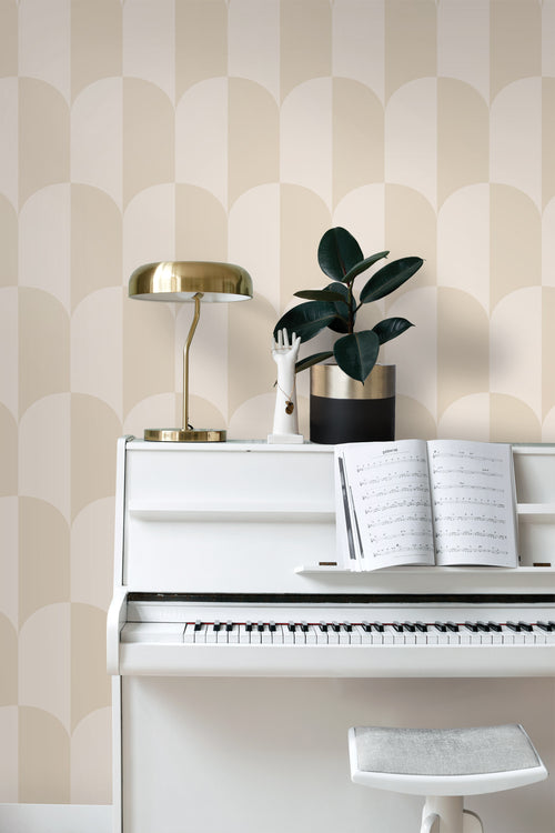 ESTAhome behang art deco bogen beige en zandkleurig - 53 cm x 10.05 m - 139991