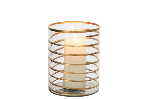 J-Line Kandelaar - glas - goud/transparant - large