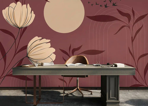 Sanders & Sanders fotobehang grafisch motief rood en beige - 375 x 270 cm - 601485