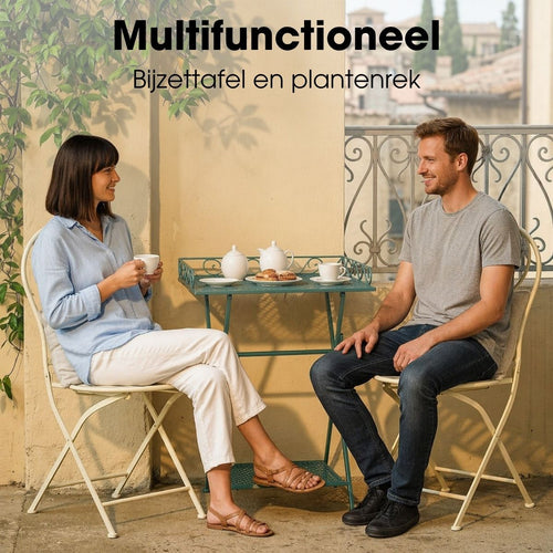 Mica Decorations Marseille Tuintafel - Plantenrek 50 x 38 x 68 cm - Tuintafeltje Bijzettafeltje - Tuintafeltje Weerbestendig IJzer - Tafeltje voor