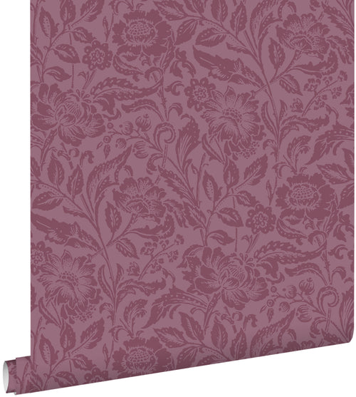 ESTAhome behang vintage bloemen aubergine paars - 50 x 900 cm - 131683