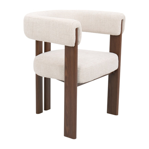 DÉJA Living Eetkamerstoel Aragon - Beige/Walnoot - Zithoogte 46cm - Set van 2