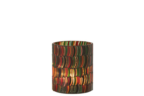 J-Line windlicht Mozaiek Curve -  glas - mix - medium