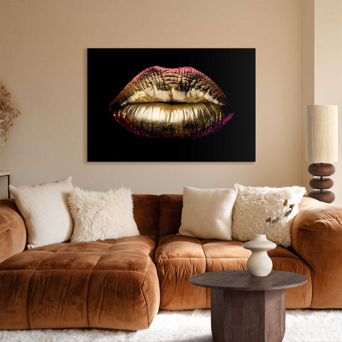 Reinders glasschilderij Gouden lippen - 78x116cm