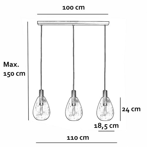 Freelight hanglamp Dorato - 3 lichts - 110  x 150   cm - zwart goud - vtwonen shop