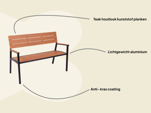MaximaVida aluminium tuinbank Bermuda 120 cm zwart