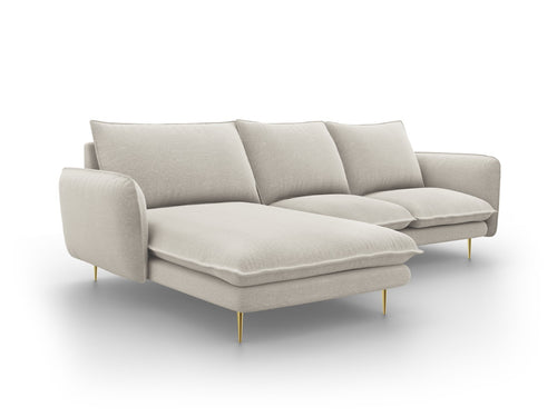 Cosmopolitan Design linker hoekbank Vienna 5-zits, structurele stof, lichtbeige - 170x255x95cm
