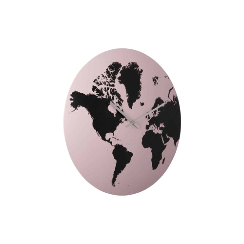 Karlsson wandklok World Map - roze - Ø39cm - vtwonen shop