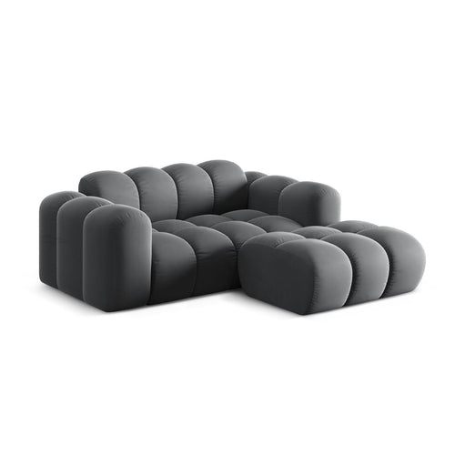 Cosmopolitan Design - Rechter hoekbank Treno 2-zits, flueel grijs - 164x180x70cm