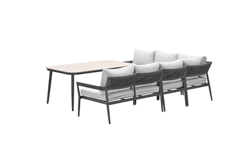 Barcelona lounge-diningset -5-dlg. - c. black -dark grey - valley sand