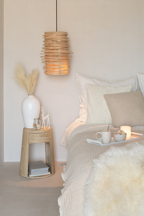 J-Line kussen Strepen Stiksel - katoen/polyester - grijs - vtwonen shop