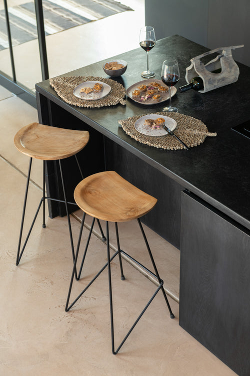 J-Line barkruk - hout/ijzer - naturel