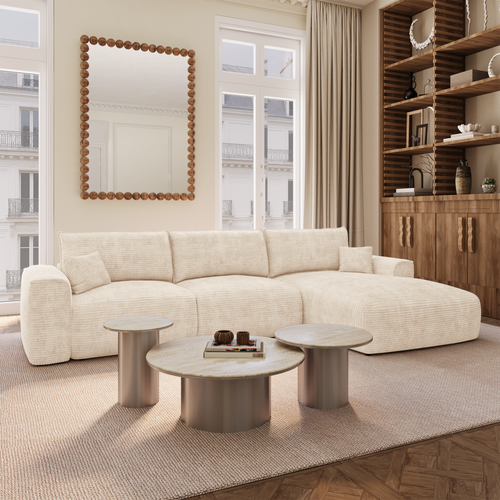 Premium Interiors - Rechthoekige hoekbank met snelle slaapfunctie COMO - corduroy beige 300cm