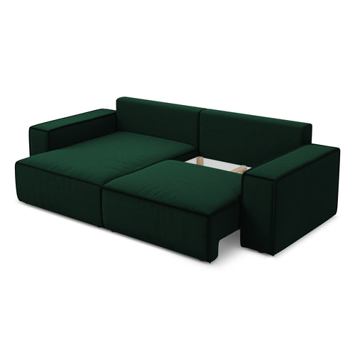 LaMiaSofa hoekbank links Livorno - velours - flessengroen - 257x148x82