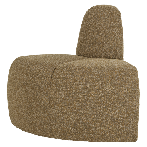 WOOOD eetbank hoek rond rugleuning Mojo - Bouclé - Geelbruin mel - 83x100x74