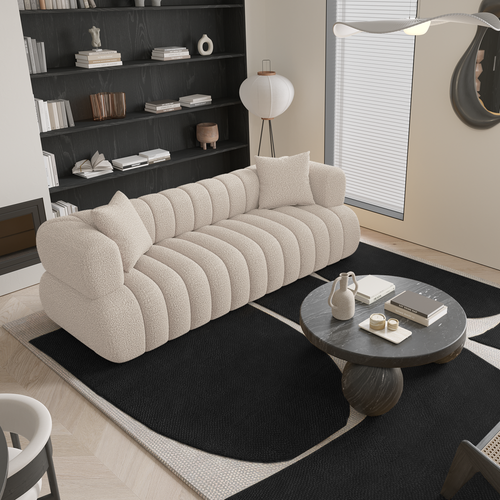 Sia Home - Rechte bank ROSS - Bouclette stof - Crème - 225 CENTIMETERScm
