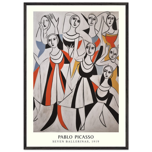 Artfulprints Poster met Lijst Pablo Picasso - Seven ballerinas   - 70x100 cm - Meerkleurig